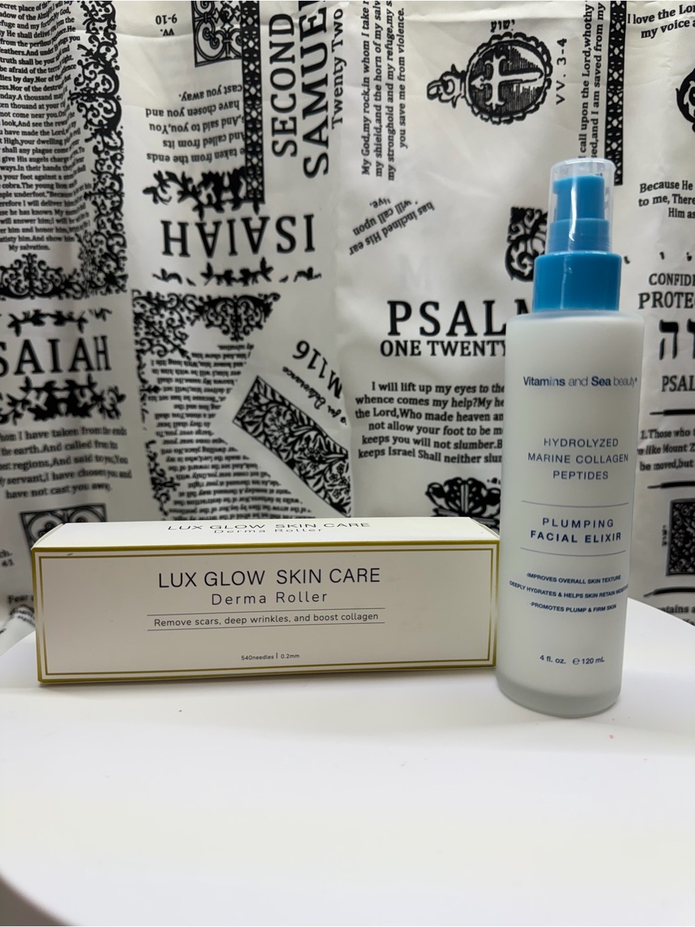 Derma Roller with Blue Plumping Facial Elixir